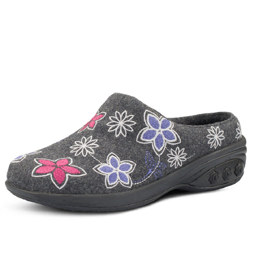 Therafit Angela Women's Wool Clog Slip-On - Grey Floral