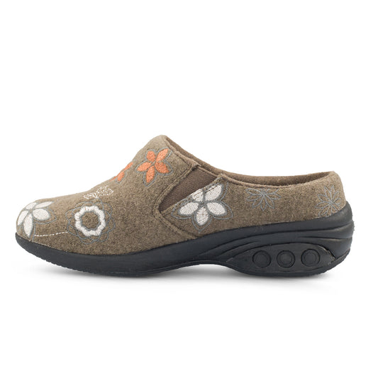 Therafit Angela Women's Wool Clog Slip-On - Taupe Floral